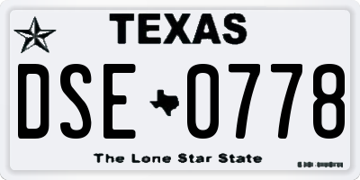 TX license plate DSE0778
