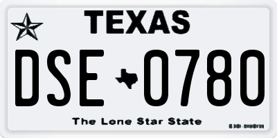 TX license plate DSE0780