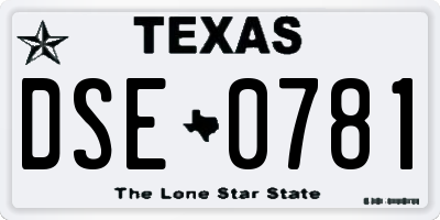 TX license plate DSE0781
