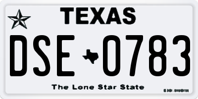 TX license plate DSE0783