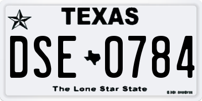 TX license plate DSE0784