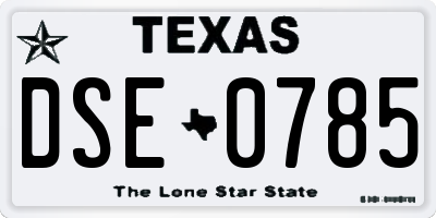 TX license plate DSE0785