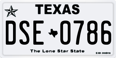 TX license plate DSE0786