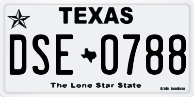 TX license plate DSE0788