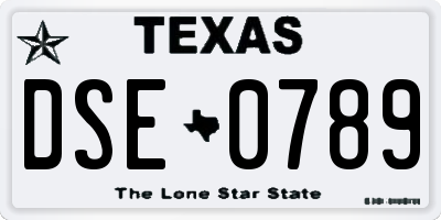 TX license plate DSE0789