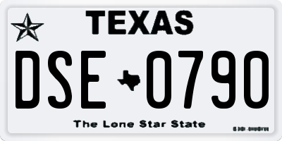 TX license plate DSE0790