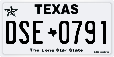 TX license plate DSE0791