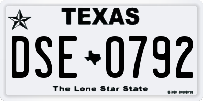 TX license plate DSE0792