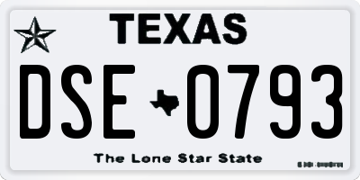 TX license plate DSE0793