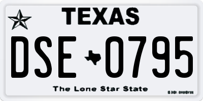 TX license plate DSE0795