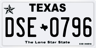 TX license plate DSE0796