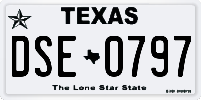 TX license plate DSE0797
