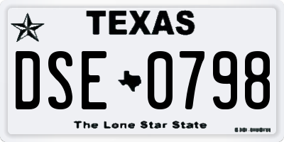 TX license plate DSE0798