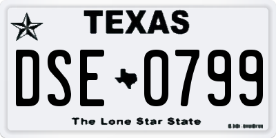 TX license plate DSE0799