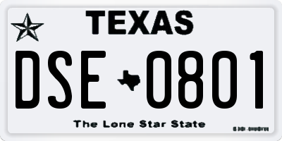 TX license plate DSE0801
