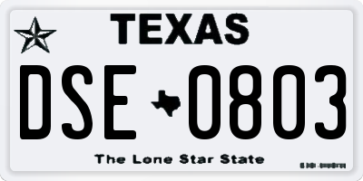 TX license plate DSE0803
