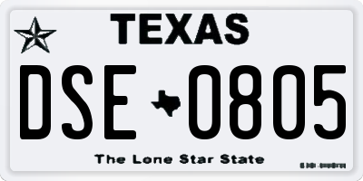 TX license plate DSE0805