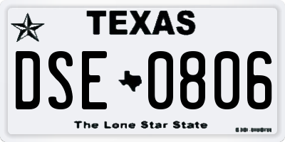 TX license plate DSE0806