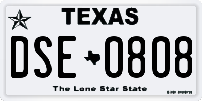 TX license plate DSE0808