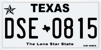 TX license plate DSE0815