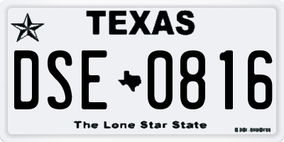 TX license plate DSE0816
