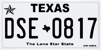 TX license plate DSE0817