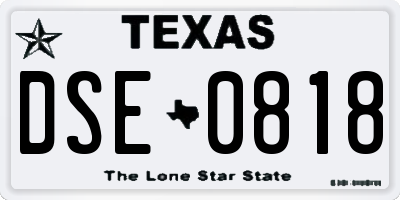 TX license plate DSE0818