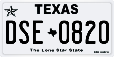 TX license plate DSE0820