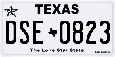 TX license plate DSE0823