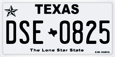 TX license plate DSE0825