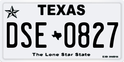 TX license plate DSE0827