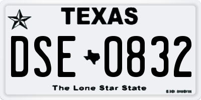 TX license plate DSE0832