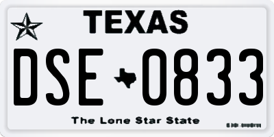 TX license plate DSE0833