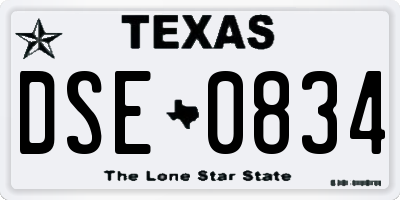 TX license plate DSE0834
