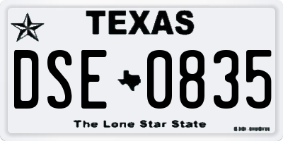 TX license plate DSE0835