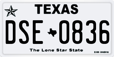 TX license plate DSE0836