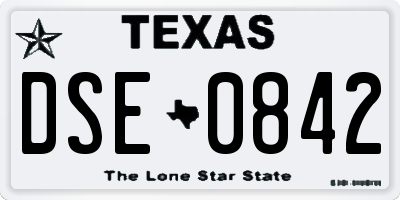 TX license plate DSE0842