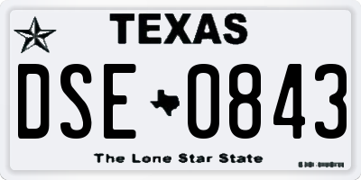 TX license plate DSE0843