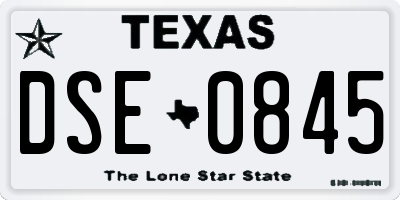 TX license plate DSE0845