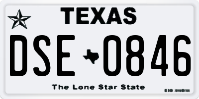 TX license plate DSE0846