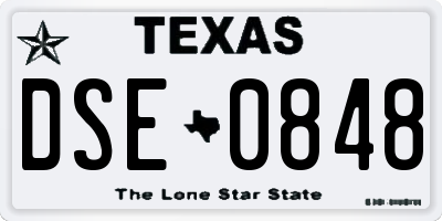 TX license plate DSE0848