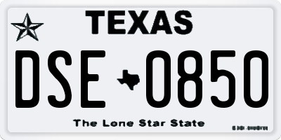 TX license plate DSE0850