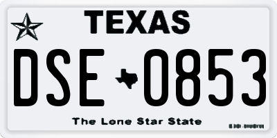 TX license plate DSE0853
