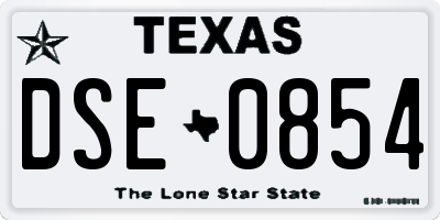 TX license plate DSE0854