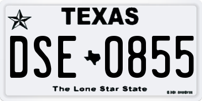 TX license plate DSE0855