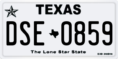 TX license plate DSE0859