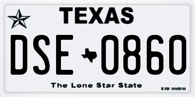 TX license plate DSE0860