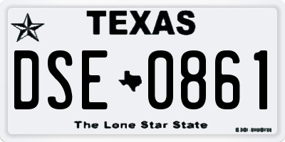 TX license plate DSE0861