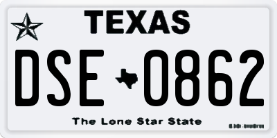 TX license plate DSE0862