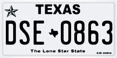 TX license plate DSE0863
